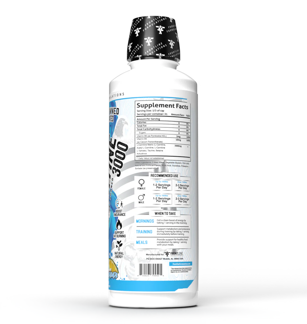 how many servings of l carnitine 3000 per day L-Carnitine serving L-Carnitine Liquid, 3000 mg 16
